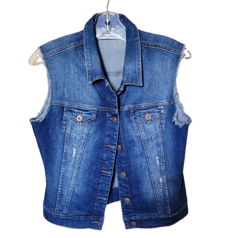 Mavi Jeans distressed denim jean vest medium*